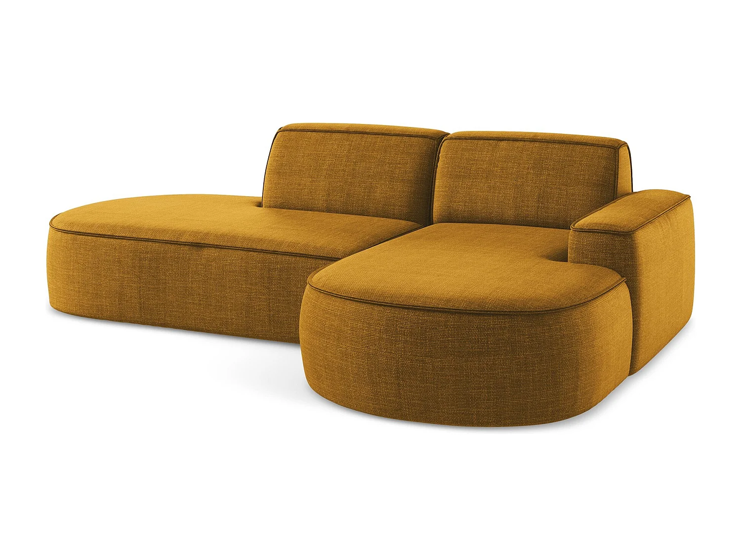 Canapé d'angle 3 places modulaire droit en tissu texturé - moutarde - OMAO