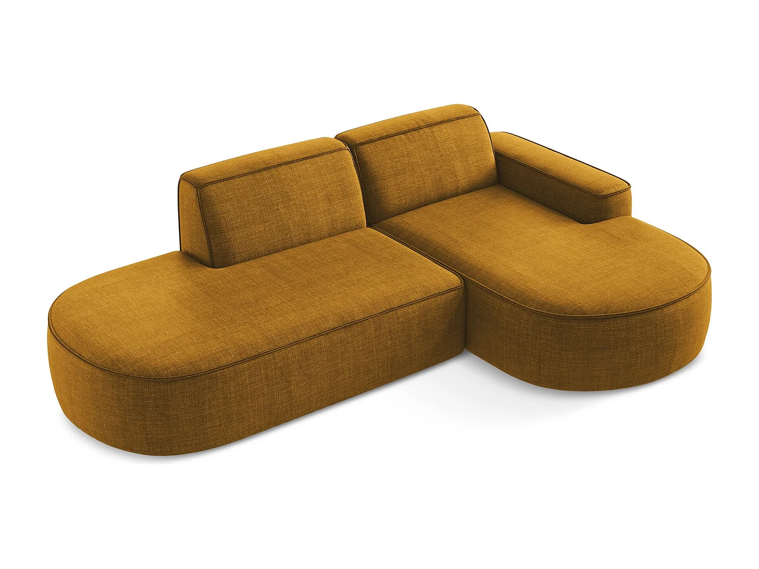 Canapé d'angle 3 places modulaire droit en tissu texturé - moutarde - OMAO