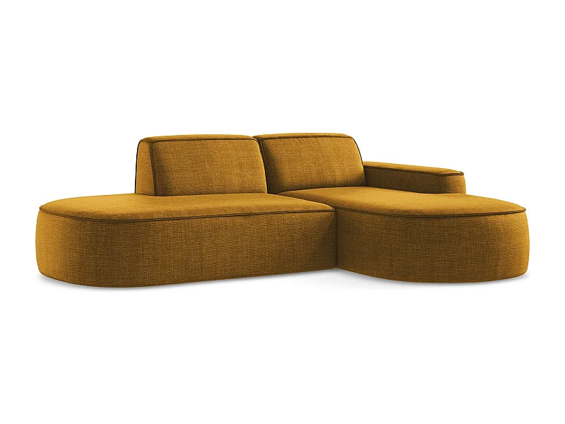Canapé d'angle 3 places modulaire droit en tissu texturé - moutarde - OMAO