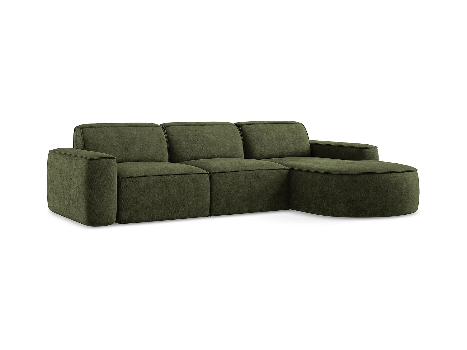 3-Sitzer Modulares Ecksofa - Ecke Rechts - Chenille - Olive - OMAO