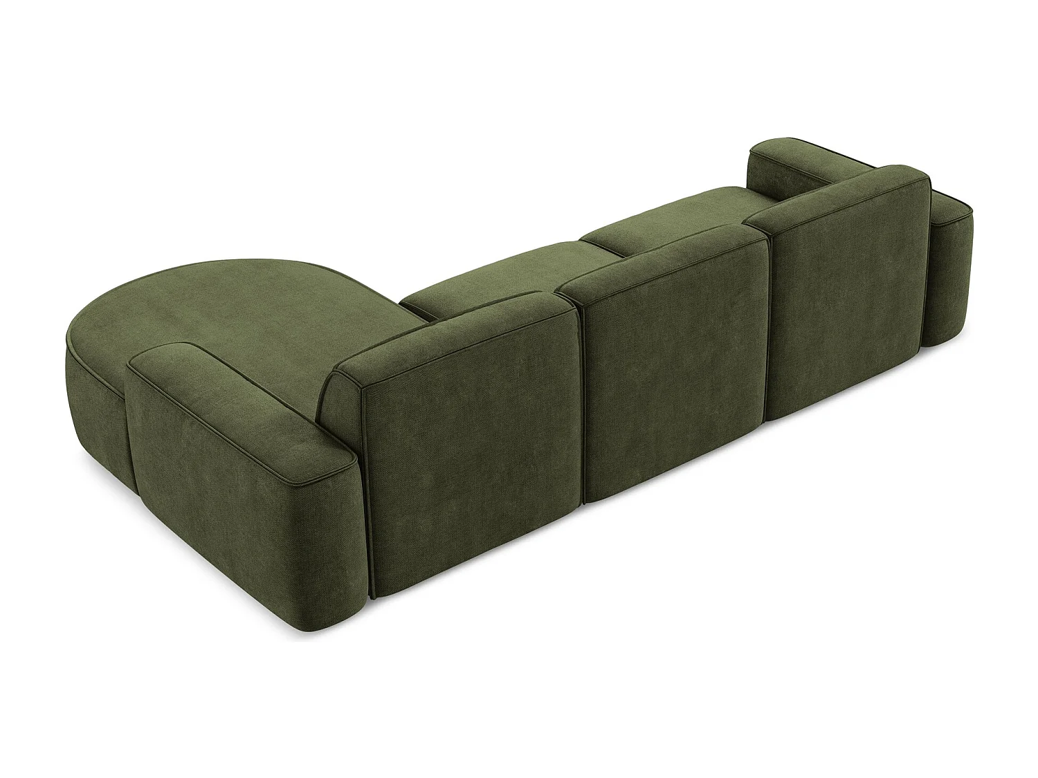 Modulaire hoekbank rechts van olijf chenille stof - OMAO