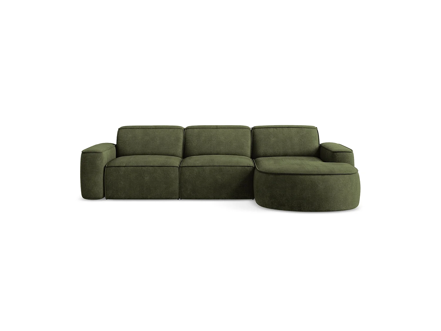 Canapé d'angle 3 places modulaire droit en tissu chenille - olive - MELISSA