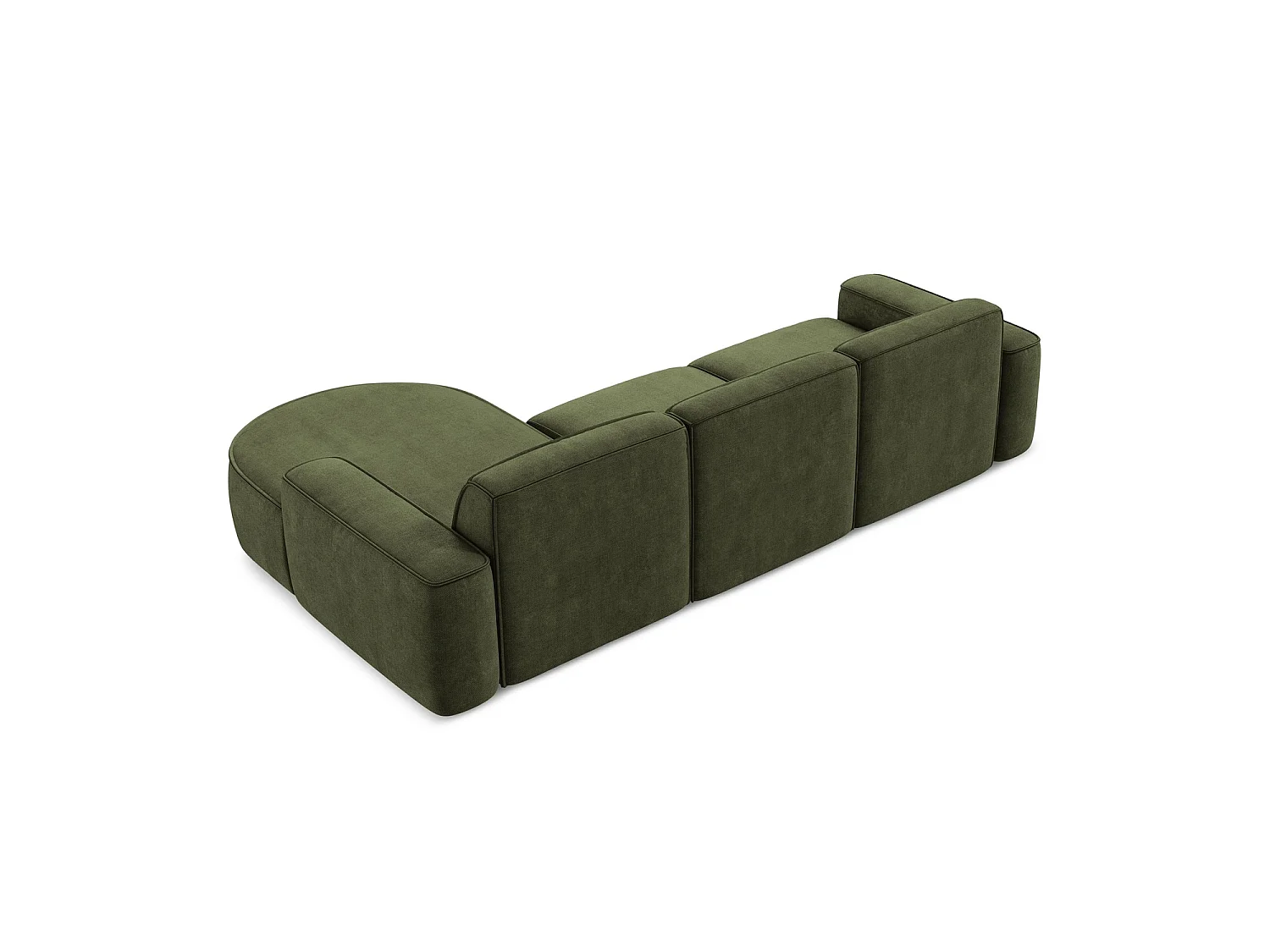 Canapé d'angle 3 places modulaire droit en tissu chenille - olive - MELISSA