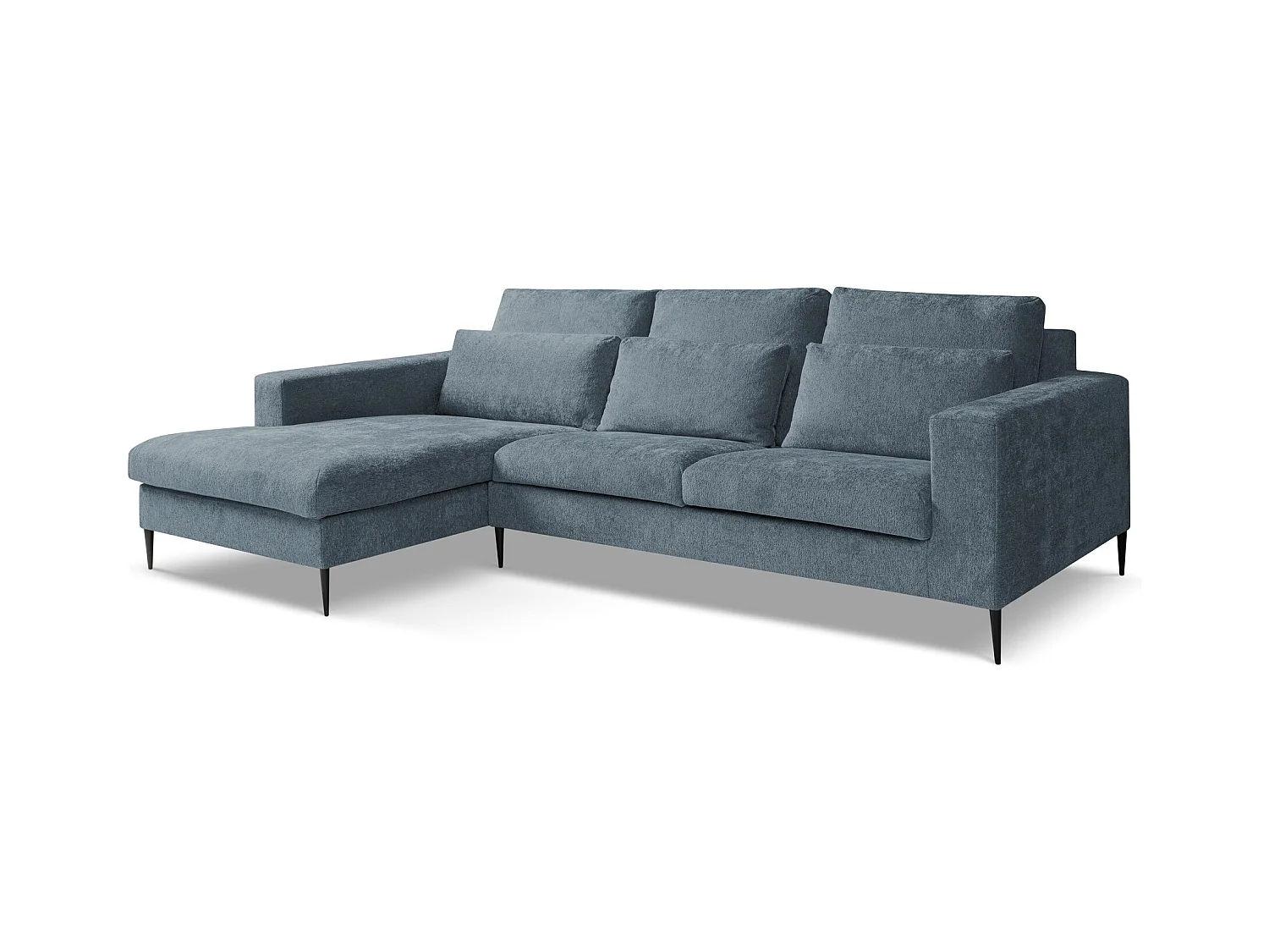 Ecksofa Links - Links - Chenille - Blau - AKALA