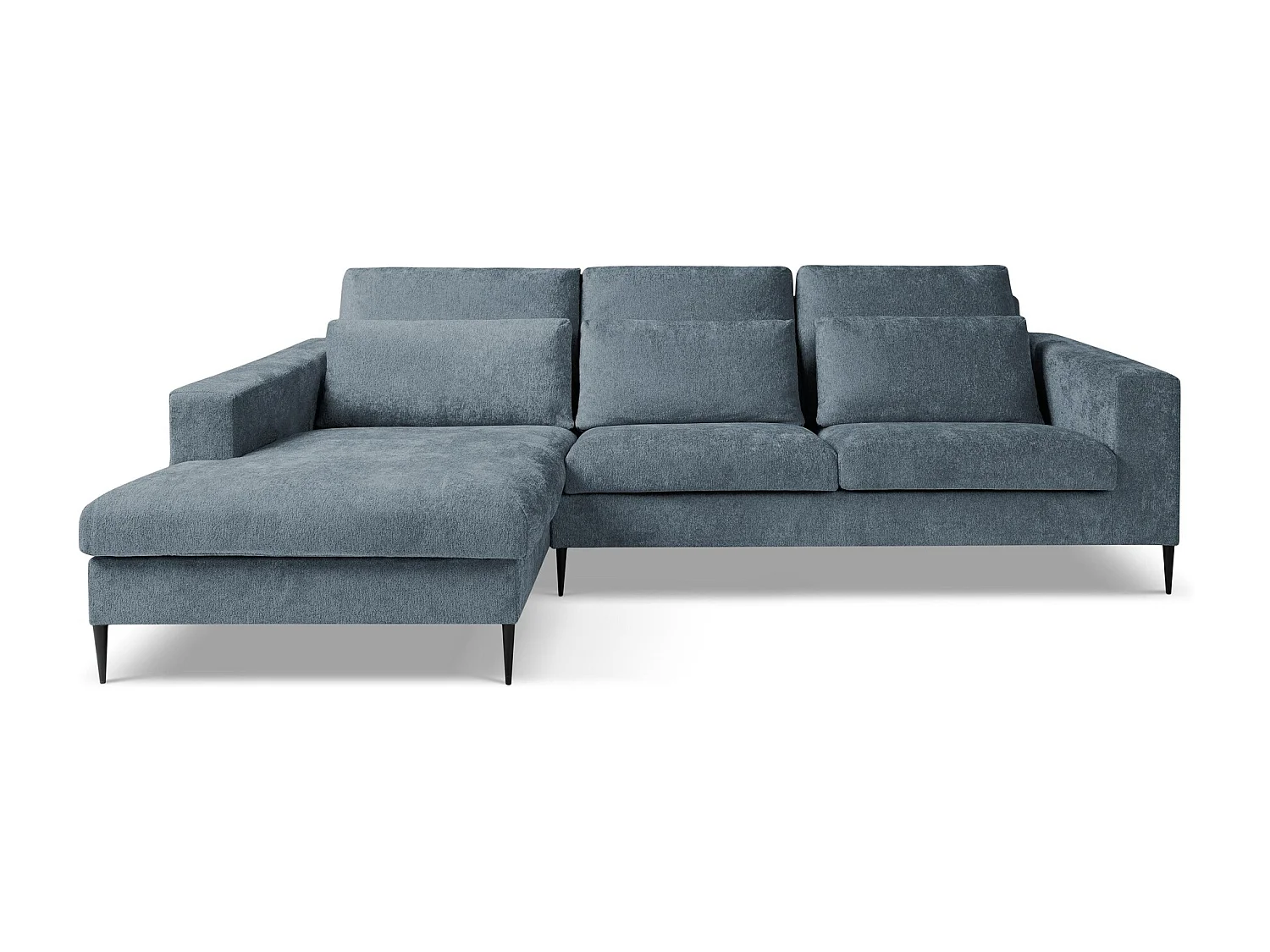 Canapé d’angle 3 places gauche en tissu chenille - bleu - AKALA