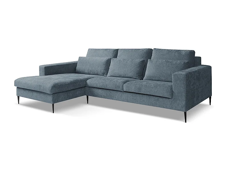 Canapé d’angle 3 places gauche en tissu chenille - bleu - AKALA