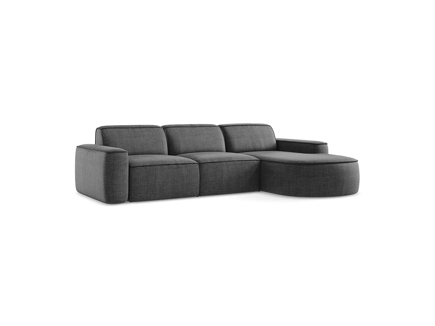 Modulaire hoekbank rechts van donkergrijs textuurstof - MELISSA