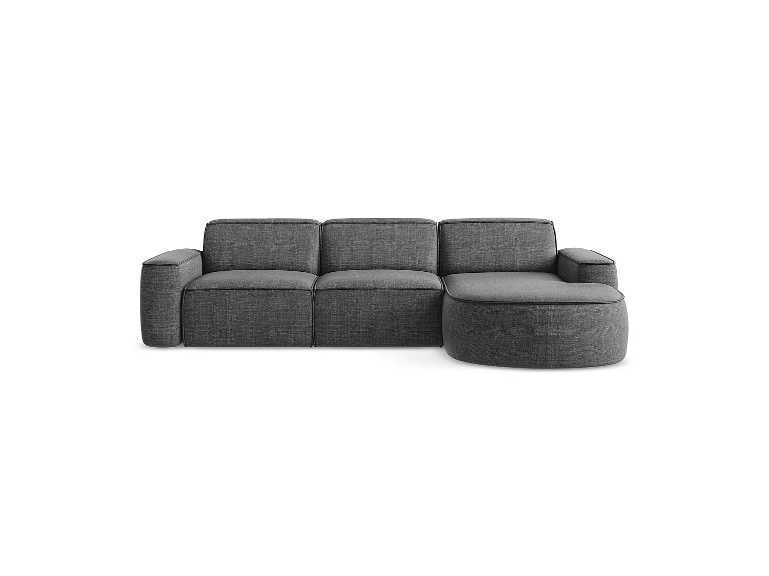 Modulaire hoekbank rechts van donkergrijs textuurstof - MELISSA