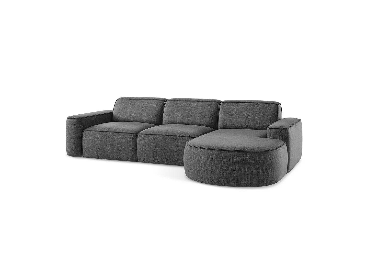 Modulaire hoekbank rechts van donkergrijs textuurstof - MELISSA