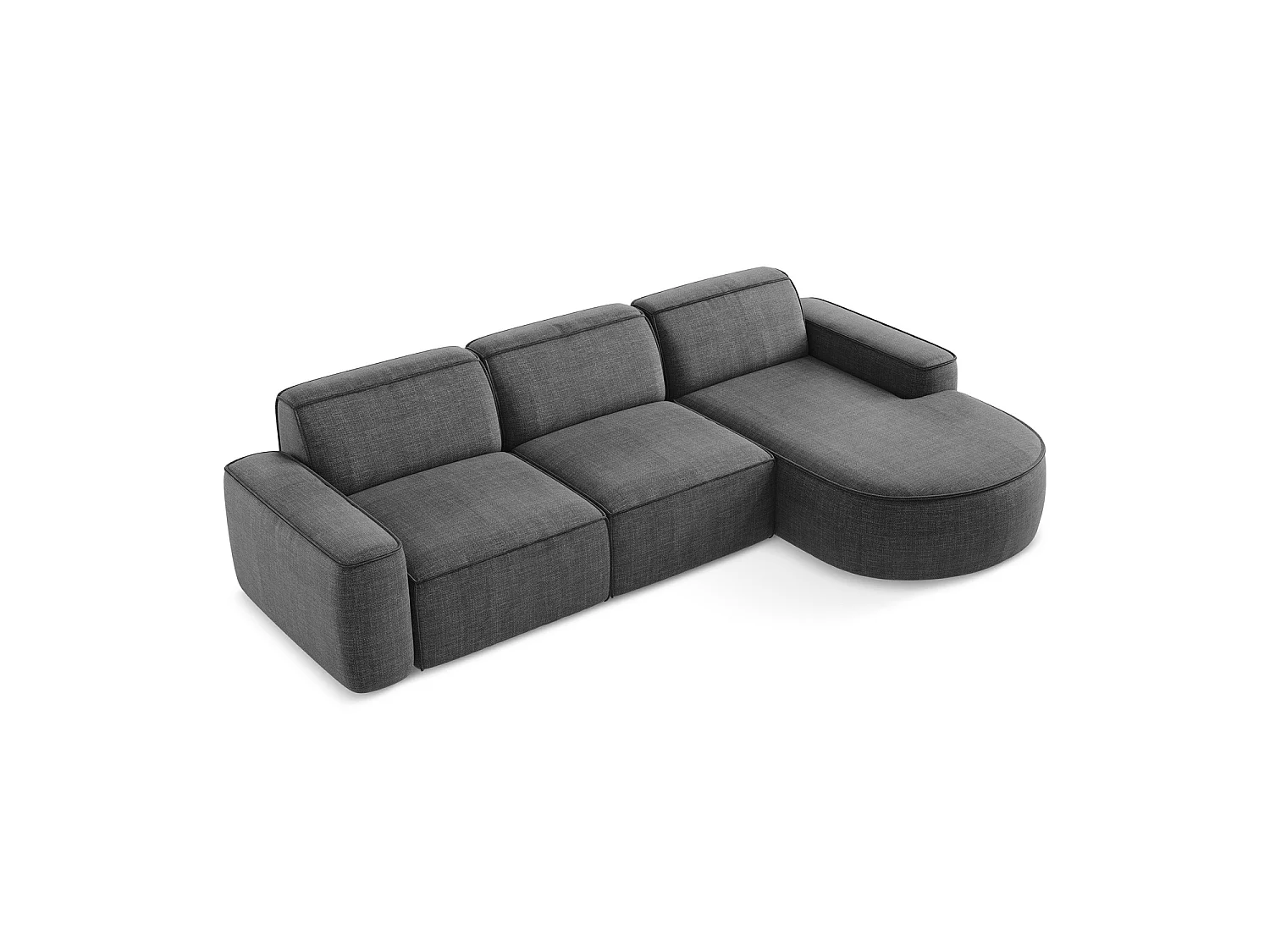 Modulaire hoekbank rechts van donkergrijs textuurstof - MELISSA
