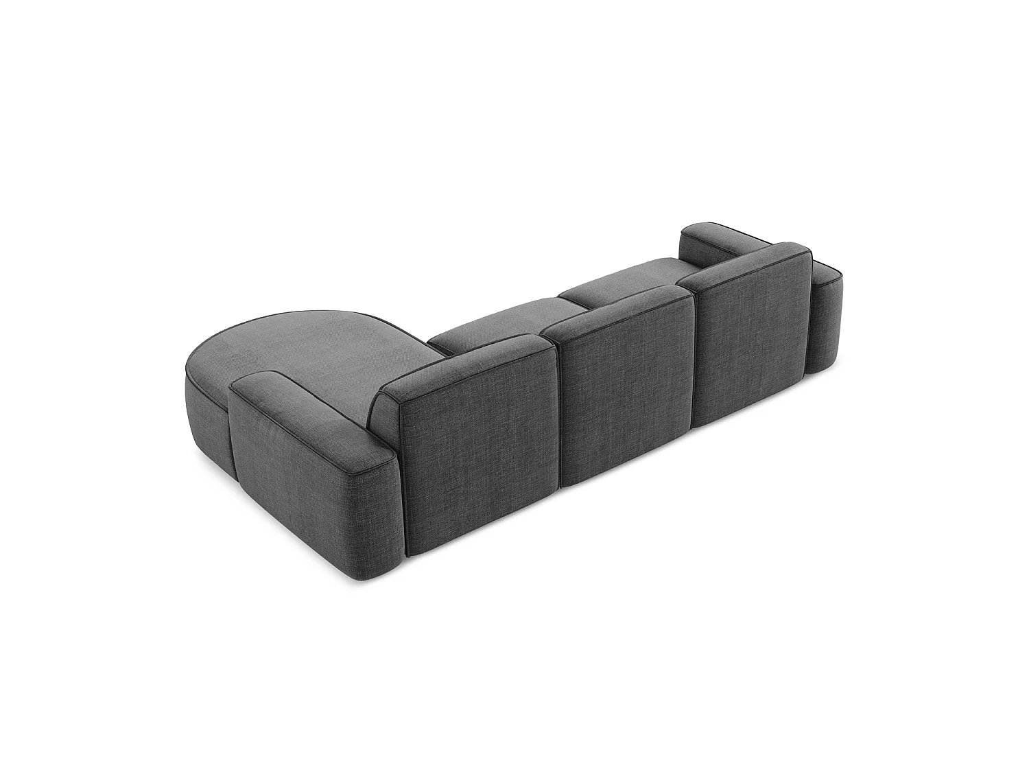 Modulaire hoekbank rechts van donkergrijs textuurstof - MELISSA