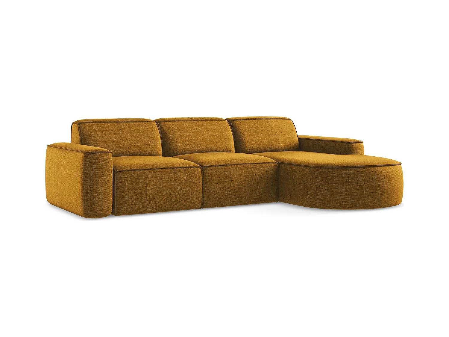 3-Sitzer Modulares Ecksofa - Ecke Rechts - Strukturstoff - Senf - OMAO