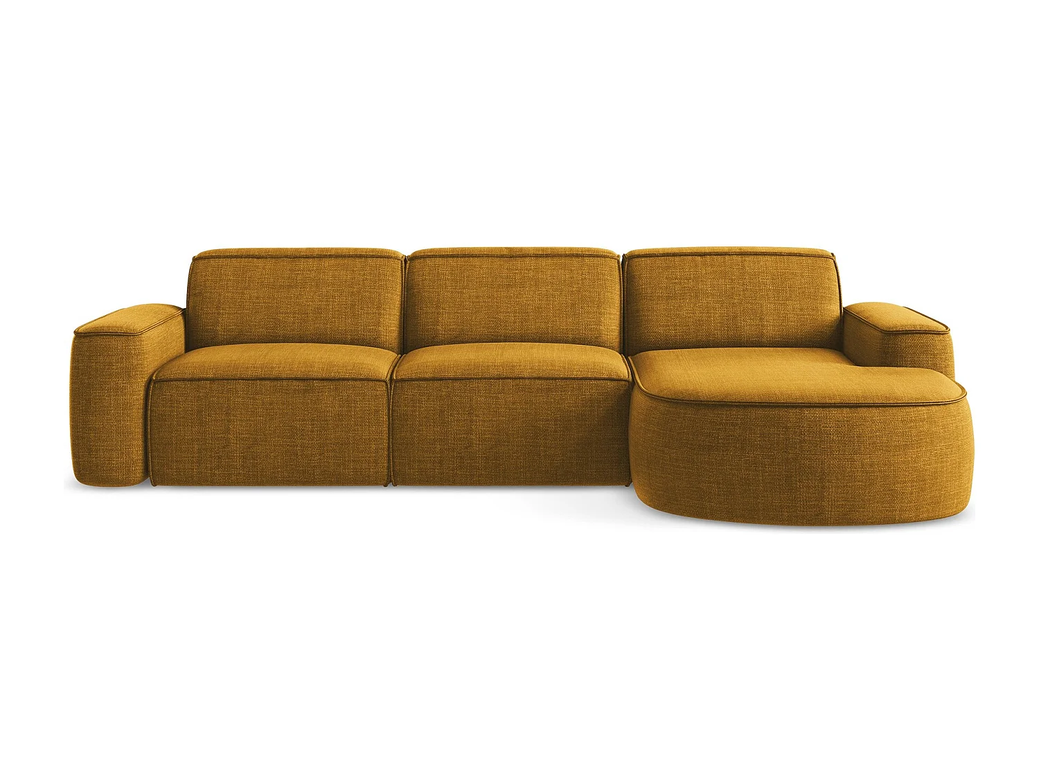 Modulaire hoekbank rechts van mosterd textuurstof - OMAO