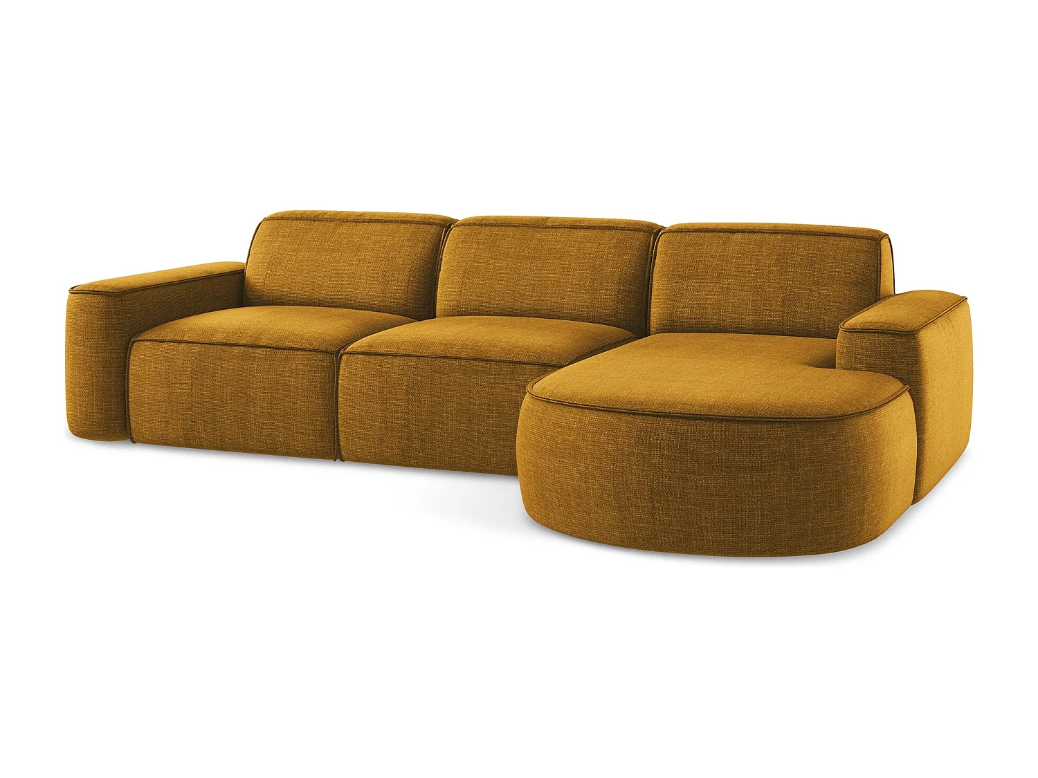 Modulaire hoekbank rechts van mosterd textuurstof - OMAO