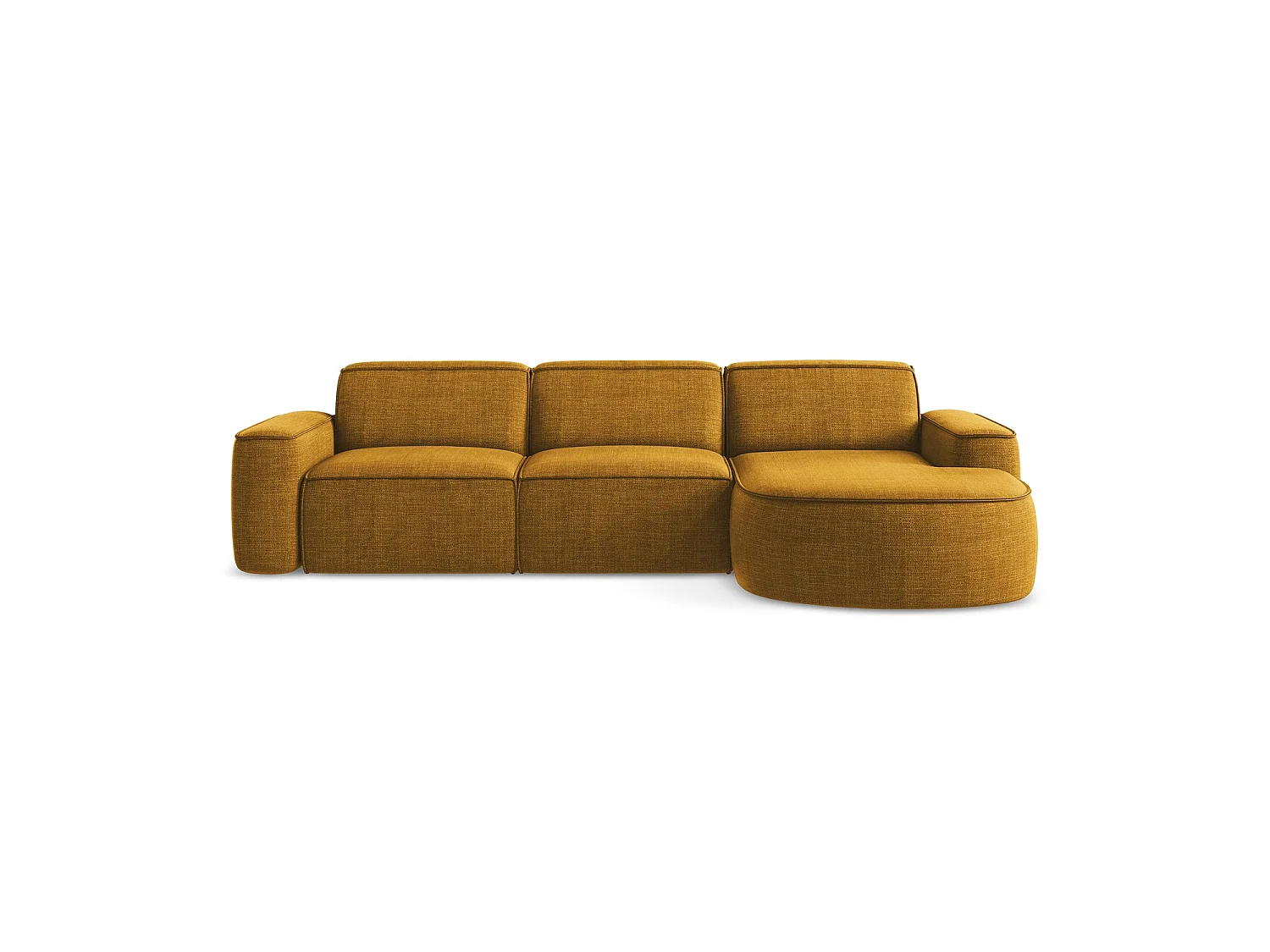 Modulaire hoekbank rechts van mosterd textuurstof - MELISSA