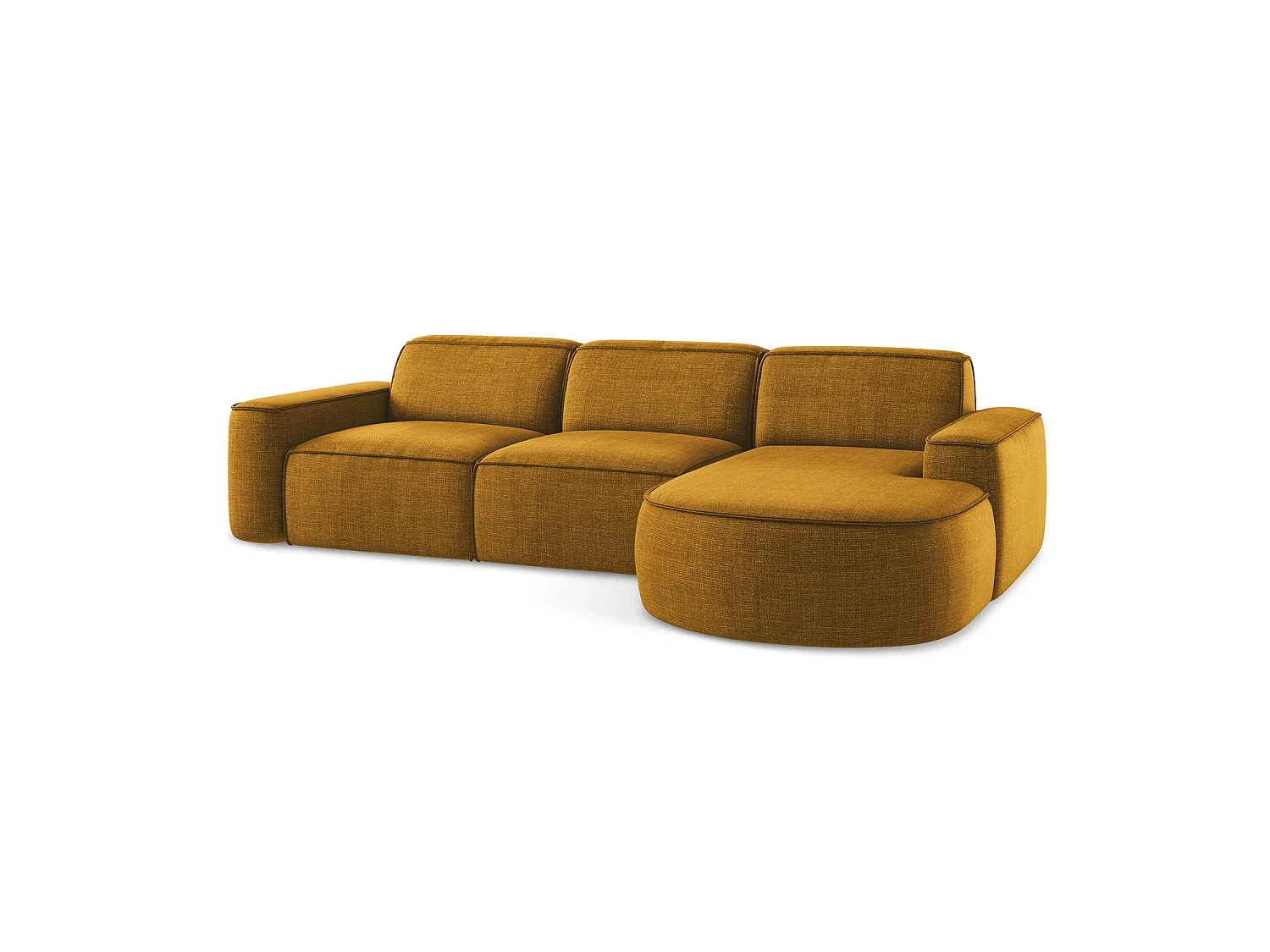 Modulaire hoekbank rechts van mosterd textuurstof - MELISSA