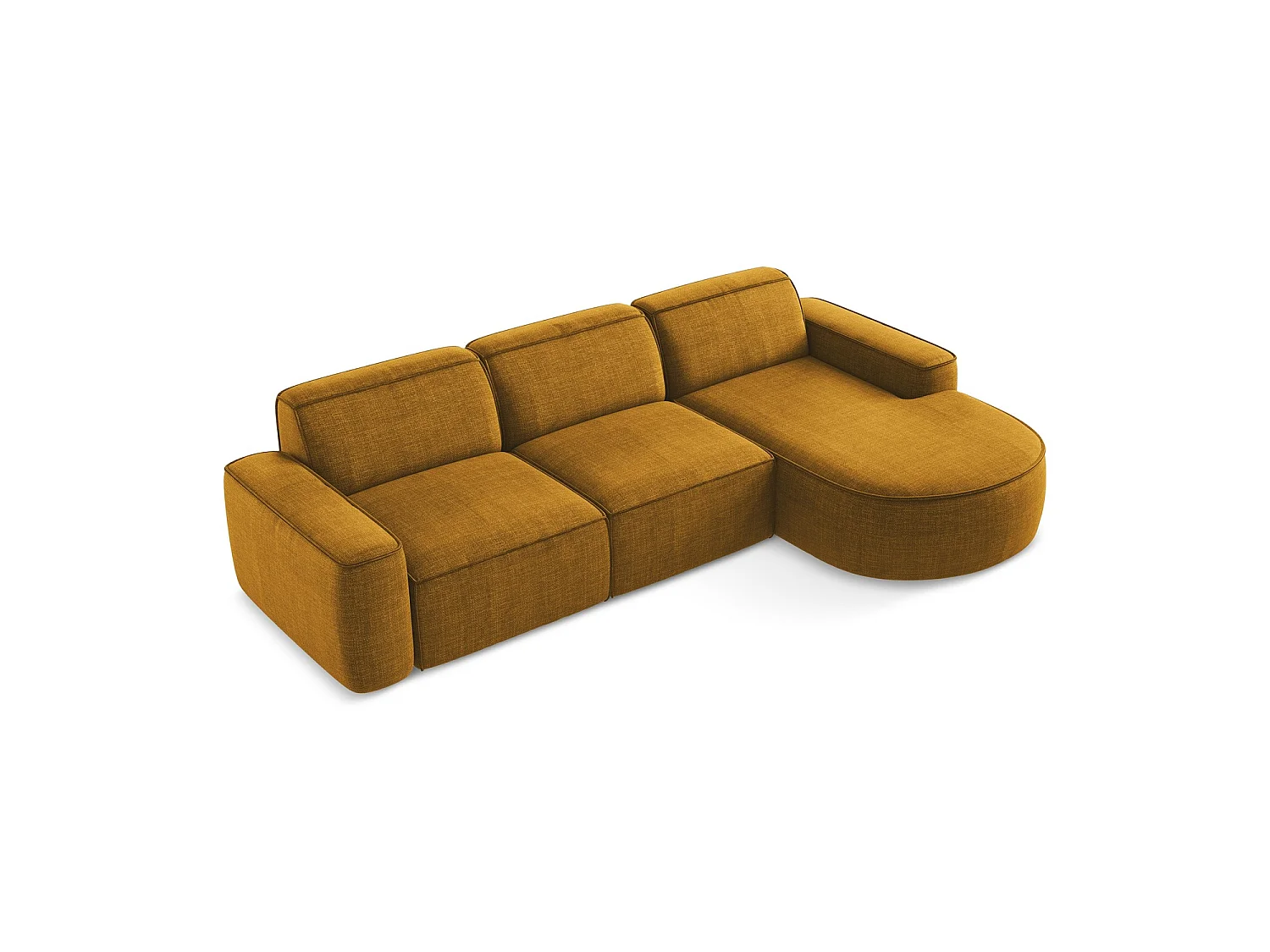 Modulaire hoekbank rechts van mosterd textuurstof - MELISSA