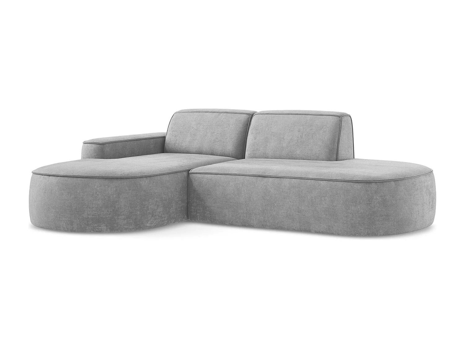 Canapé d'angle 3 places modulaire gauche en tissu chenille - gris clair - OMAO