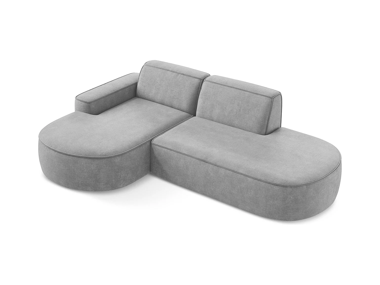 Canapé d'angle 3 places modulaire gauche en tissu chenille - gris clair - OMAO