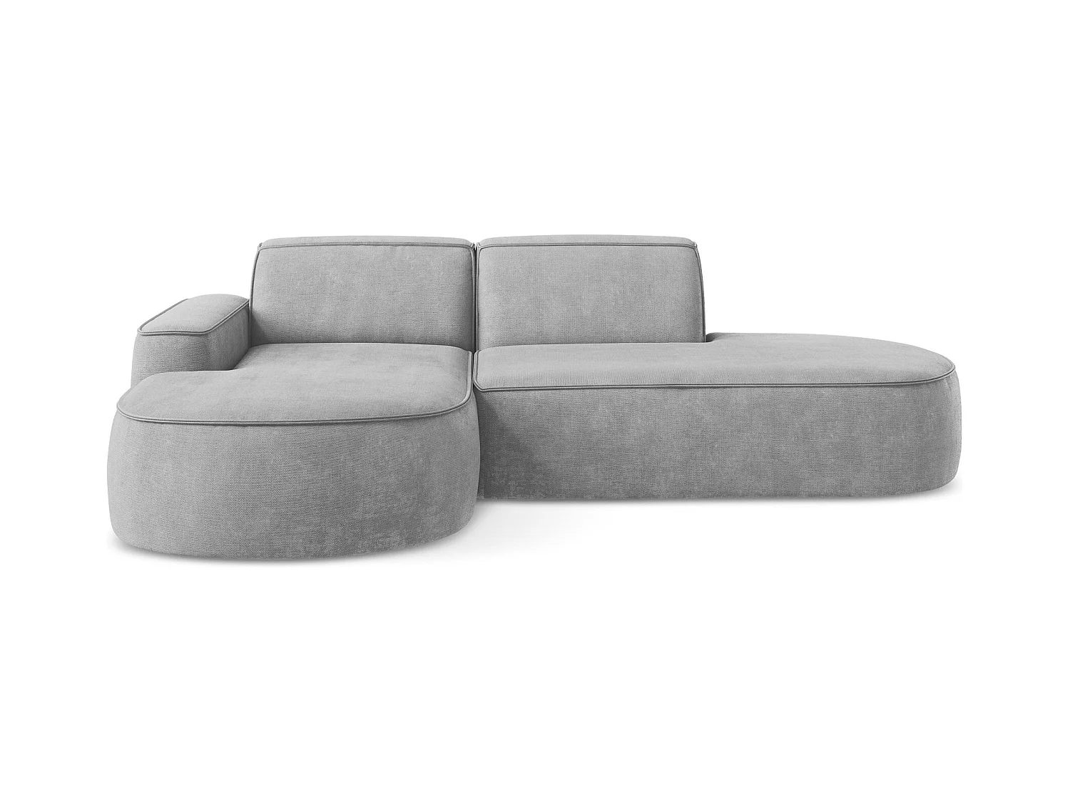 Canapé d'angle 3 places modulaire gauche en tissu chenille - gris clair - OMAO