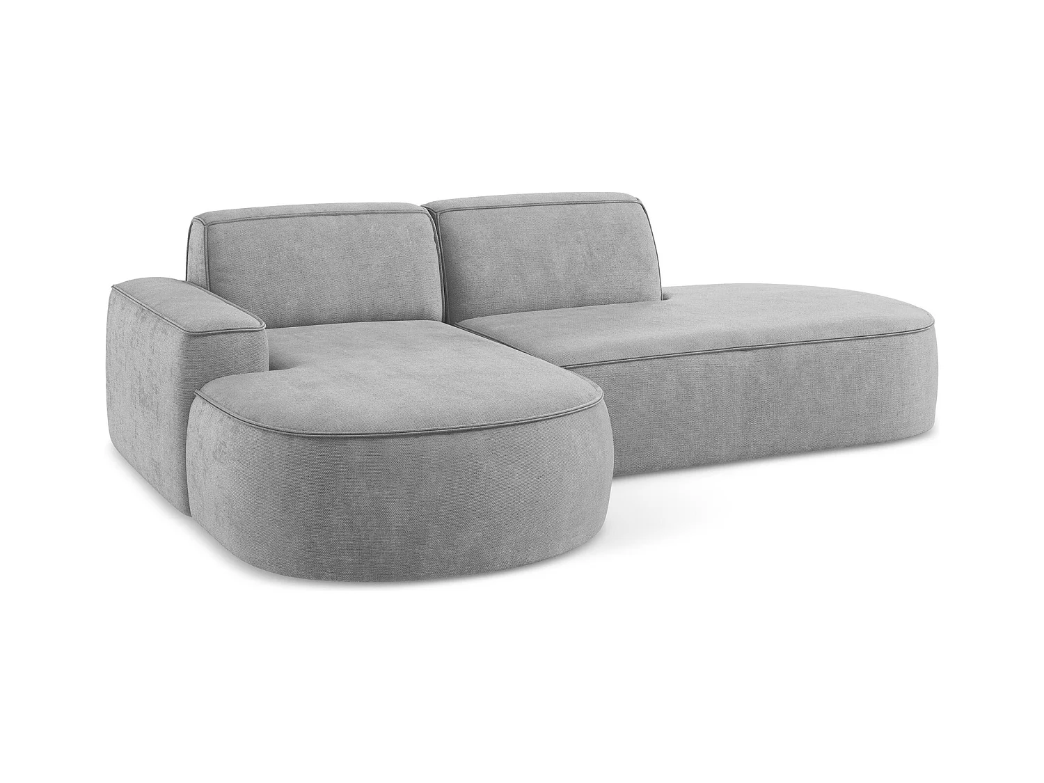 Canapé d'angle 3 places modulaire gauche en tissu chenille - gris clair - OMAO