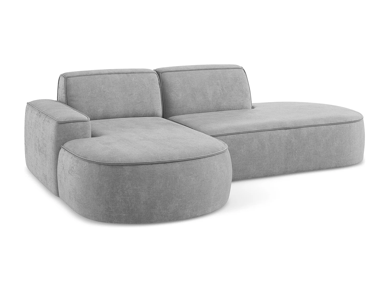 Canapé d'angle 3 places modulaire gauche en tissu chenille - gris clair - OMAO