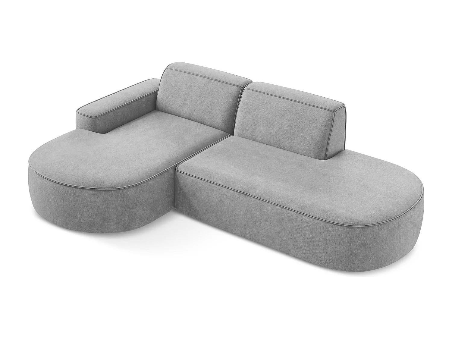 Canapé d'angle 3 places modulaire gauche en tissu chenille - gris clair - OMAO