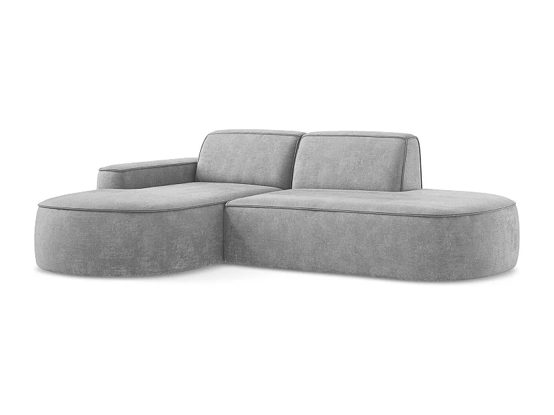 Modulaire hoekbank links van lichtgrijs chenille stof - OMAO