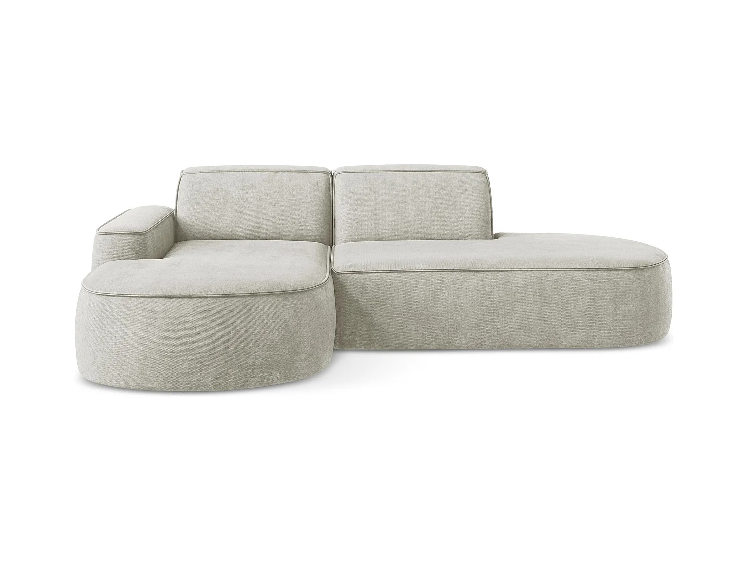 Canapé d'angle 3 places modulaire gauche en tissu chenille - perle - OMAO