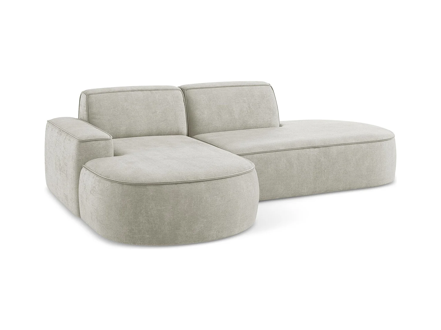 Canapé d'angle 3 places modulaire gauche en tissu chenille - perle - OMAO