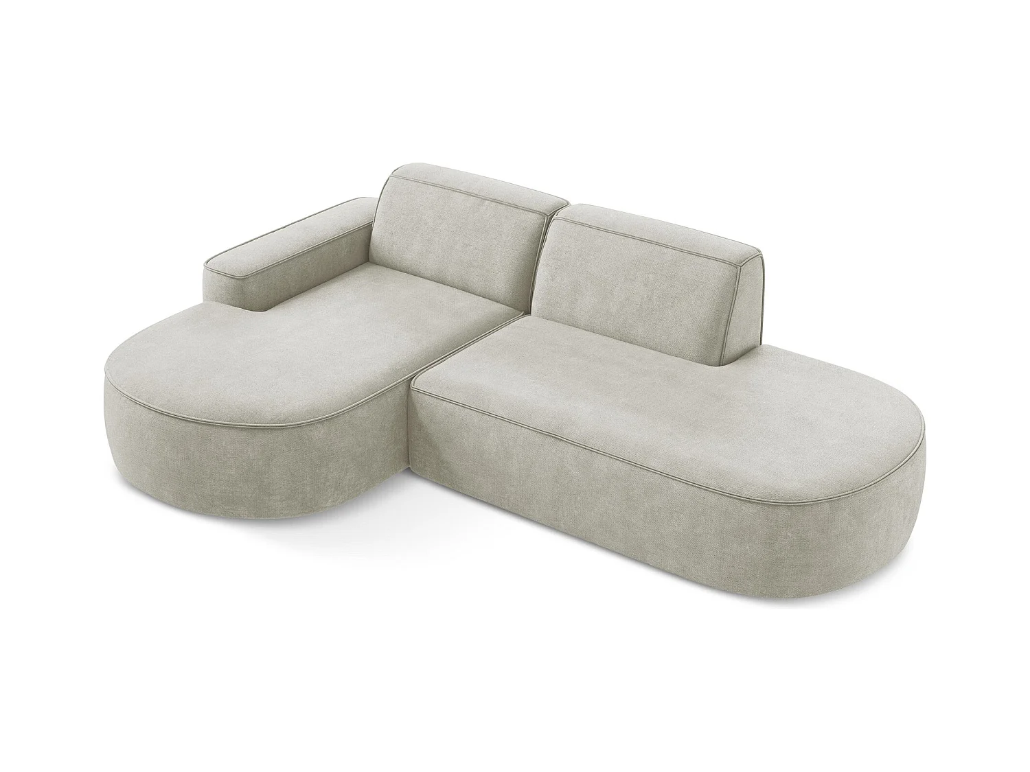 Canapé d'angle 3 places modulaire gauche en tissu chenille - perle - OMAO