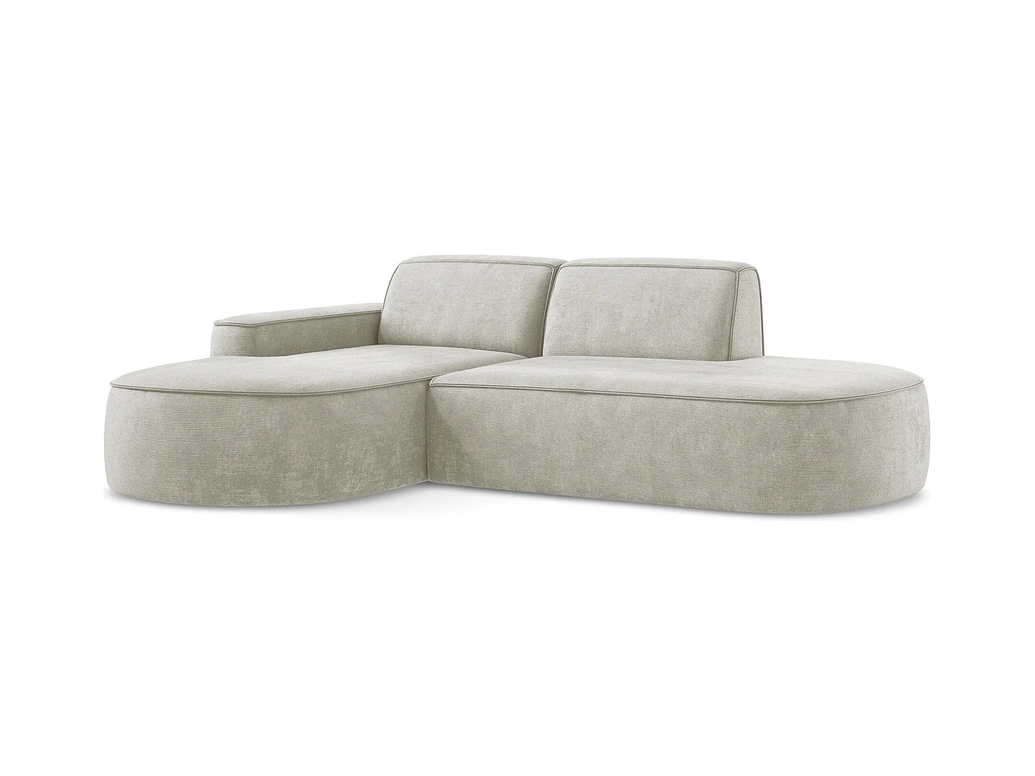 3-Sitzer Modulares Ecksofa - Ecke Links - Chenille - Perle - OMAO