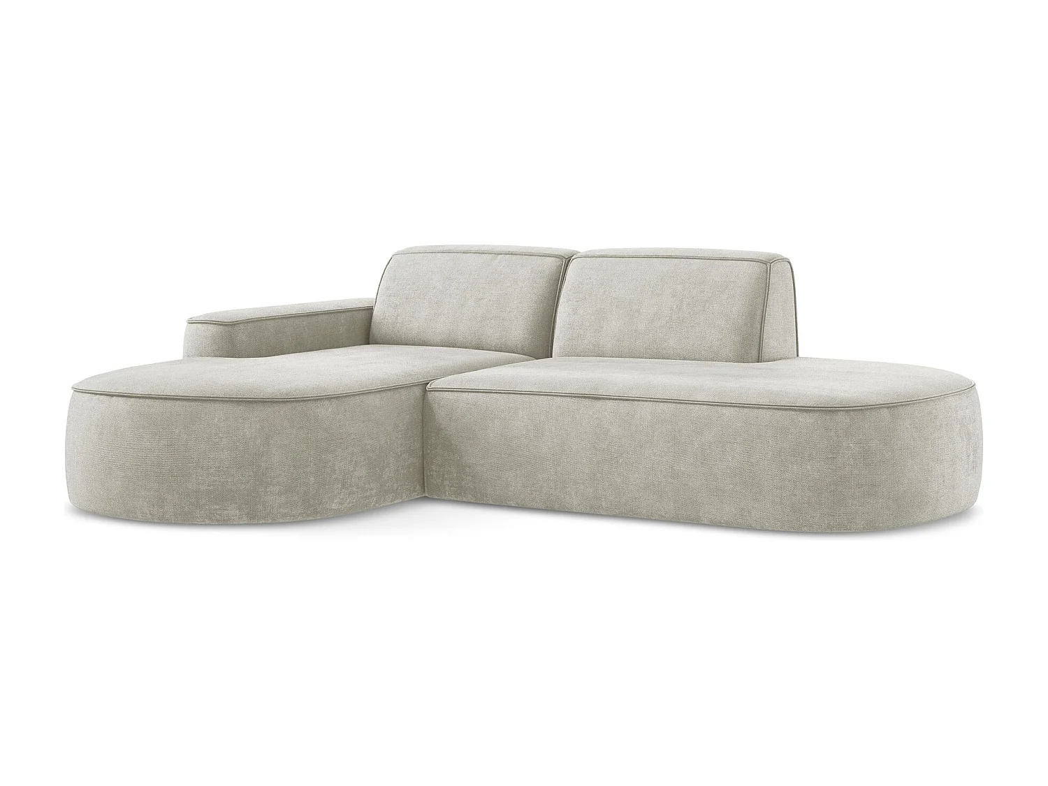 Canapé d'angle 3 places modulaire gauche en tissu chenille - perle - OMAO