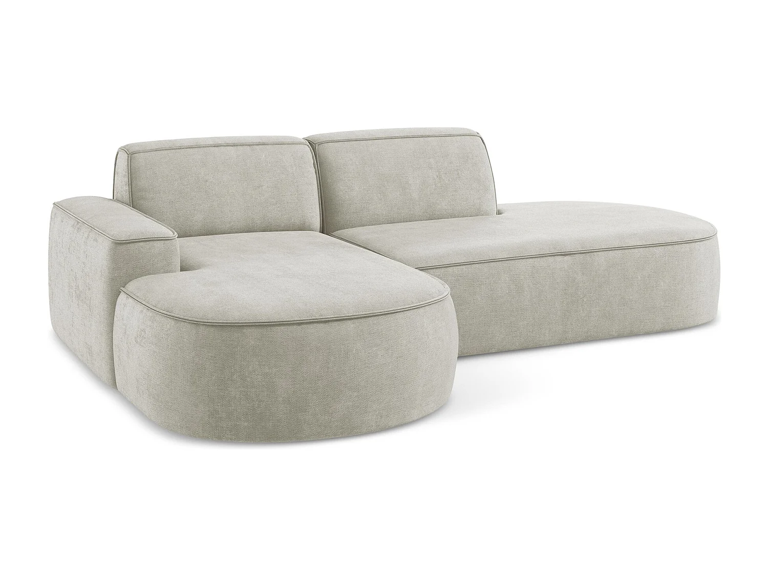 Canapé d'angle 3 places modulaire gauche en tissu chenille - perle - OMAO