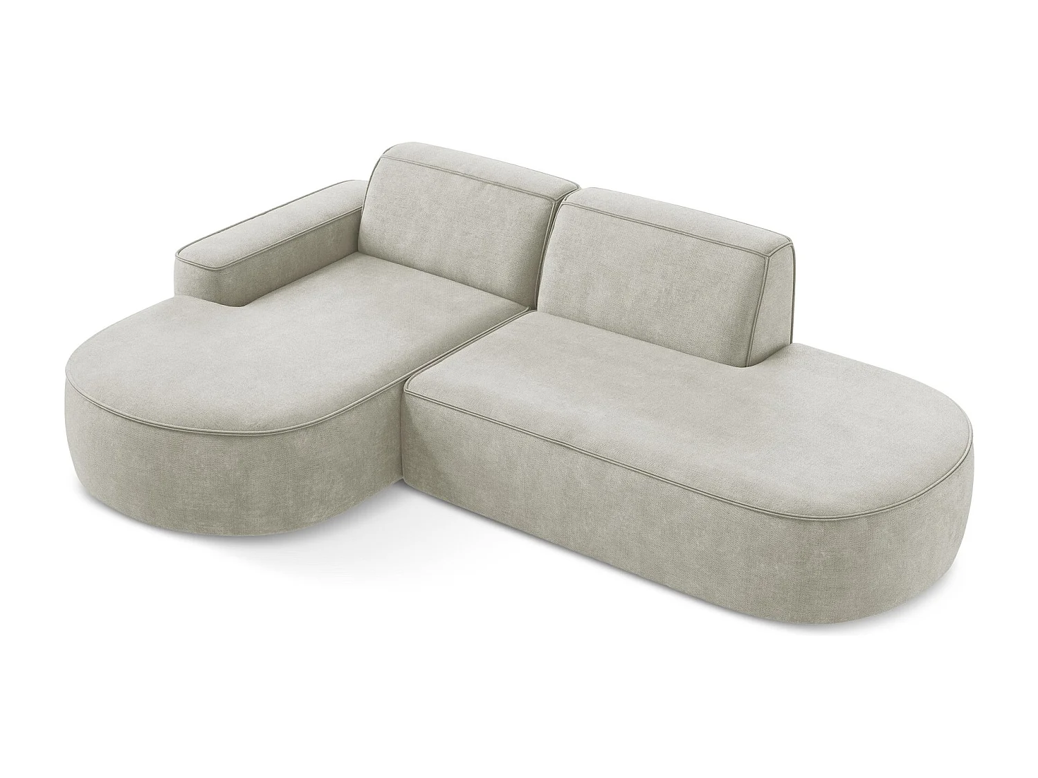 Canapé d'angle 3 places modulaire gauche en tissu chenille - perle - OMAO