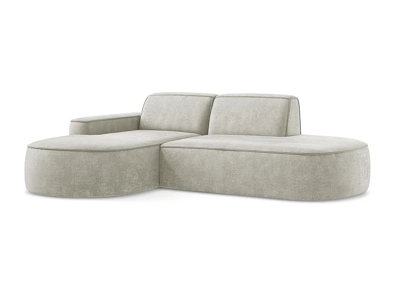 Modulaire hoekbank links van parel chenille stof - OMAO