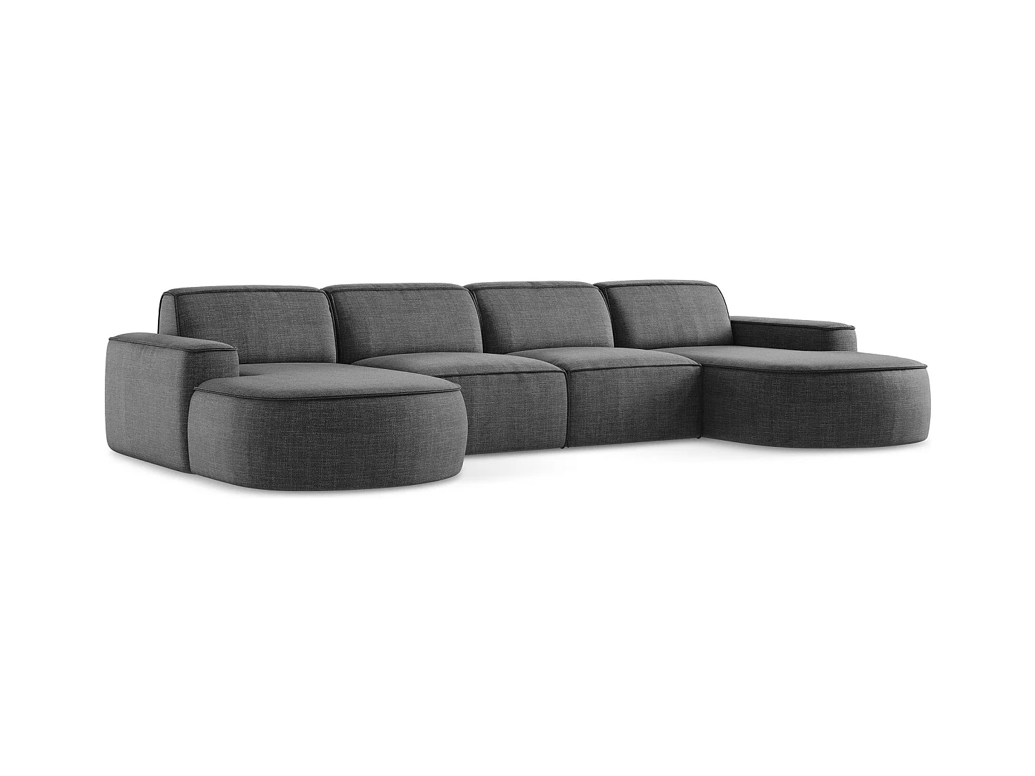 Modulares Wohnlandschaft - Strukturstoff - Dunkelgrau - OMAO