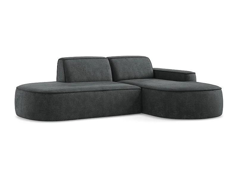 Modulaire hoekbank rechts van donkergrijs chenille stof - OMAO