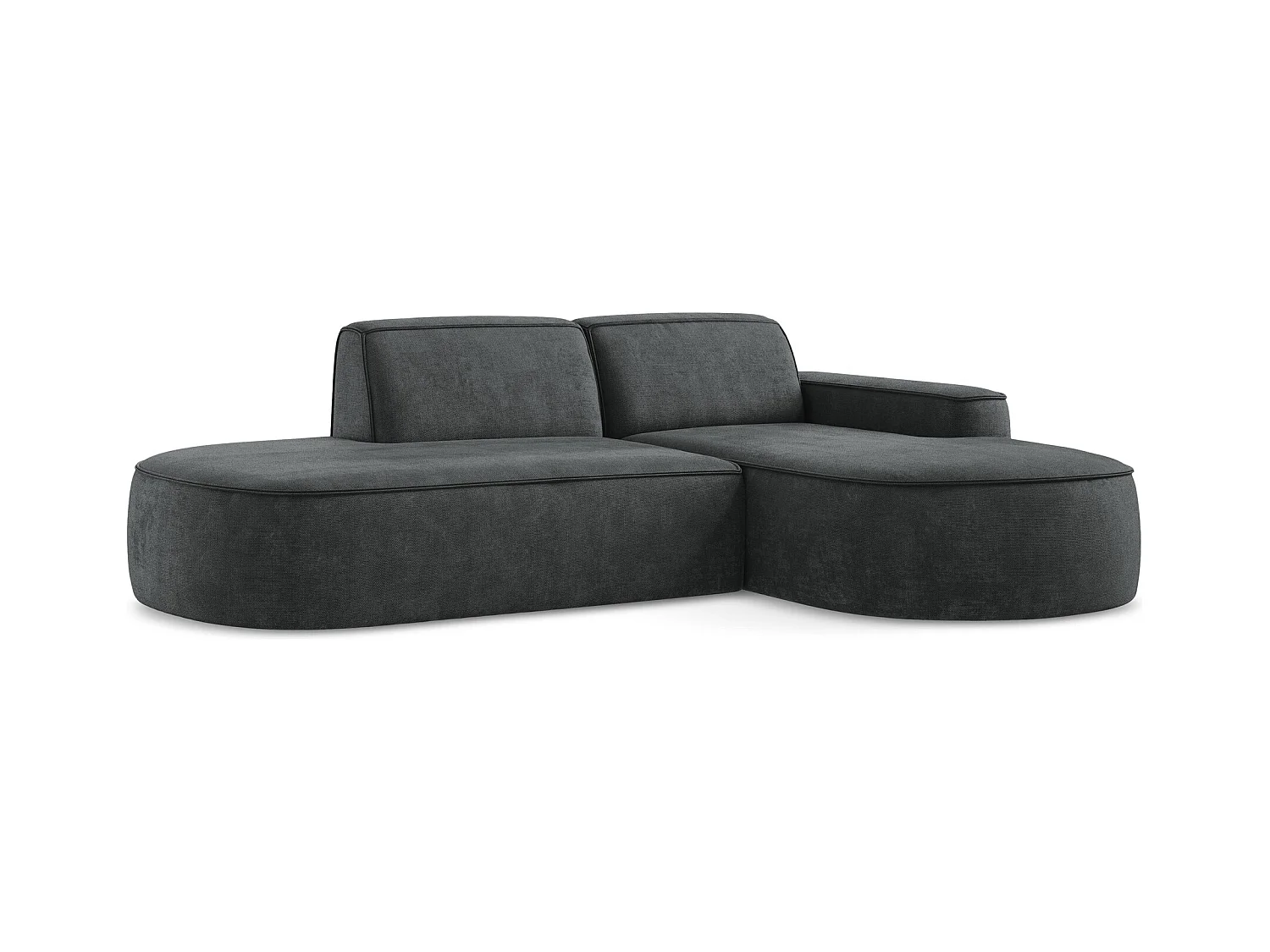 Canapé d'angle 3 places modulaire droit en tissu chenille - gris foncé - OMAO