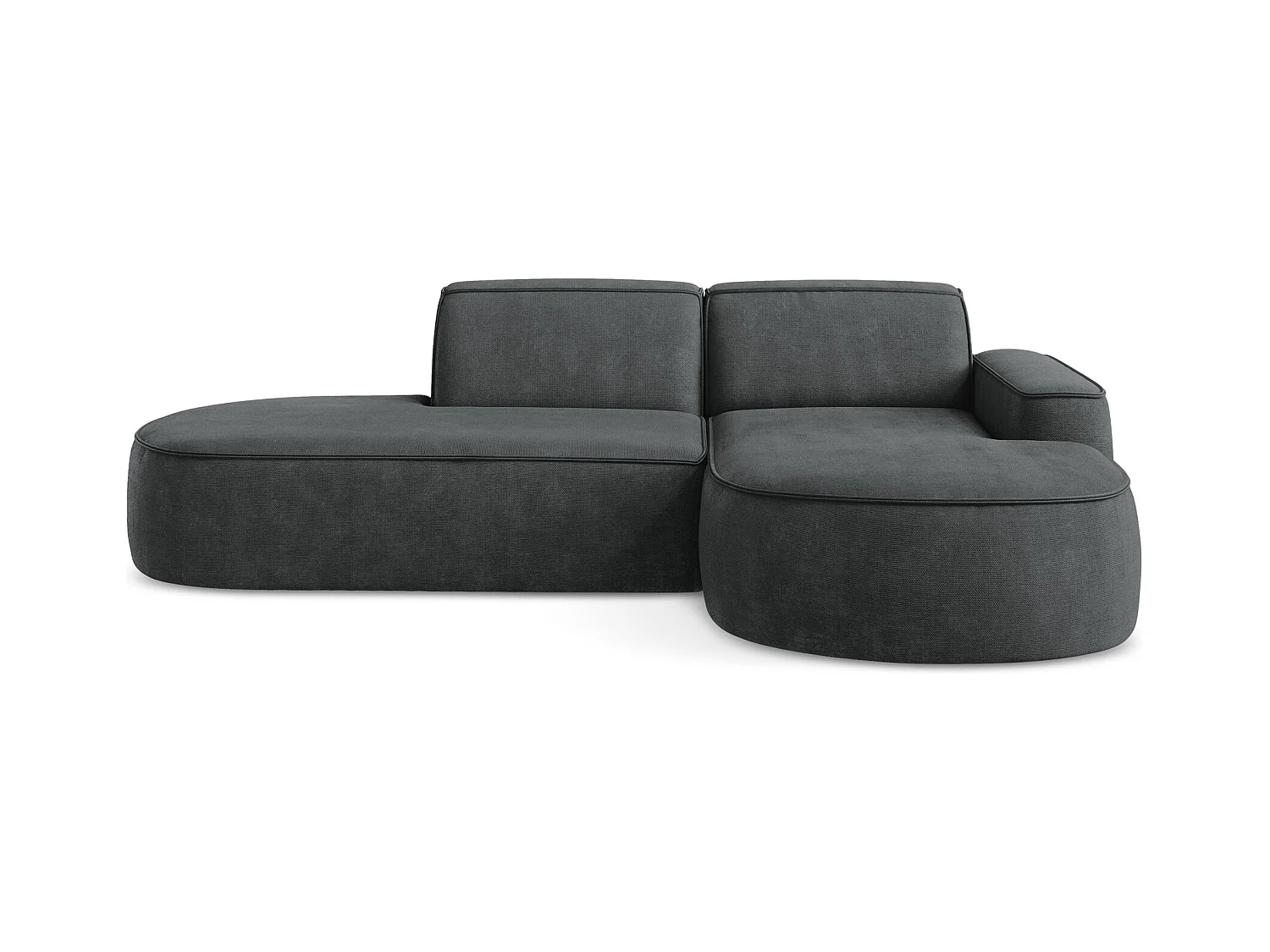 Canapé d'angle 3 places modulaire droit en tissu chenille - gris foncé - OMAO