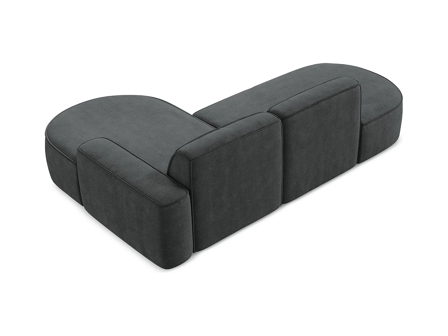 Canapé d'angle 3 places modulaire droit en tissu chenille - gris foncé - OMAO