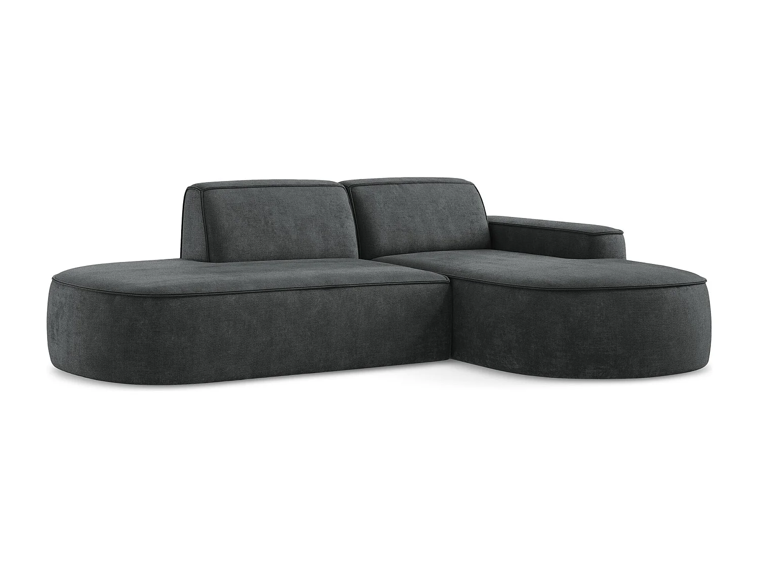 Canapé d'angle 3 places modulaire droit en tissu chenille - gris foncé - OMAO