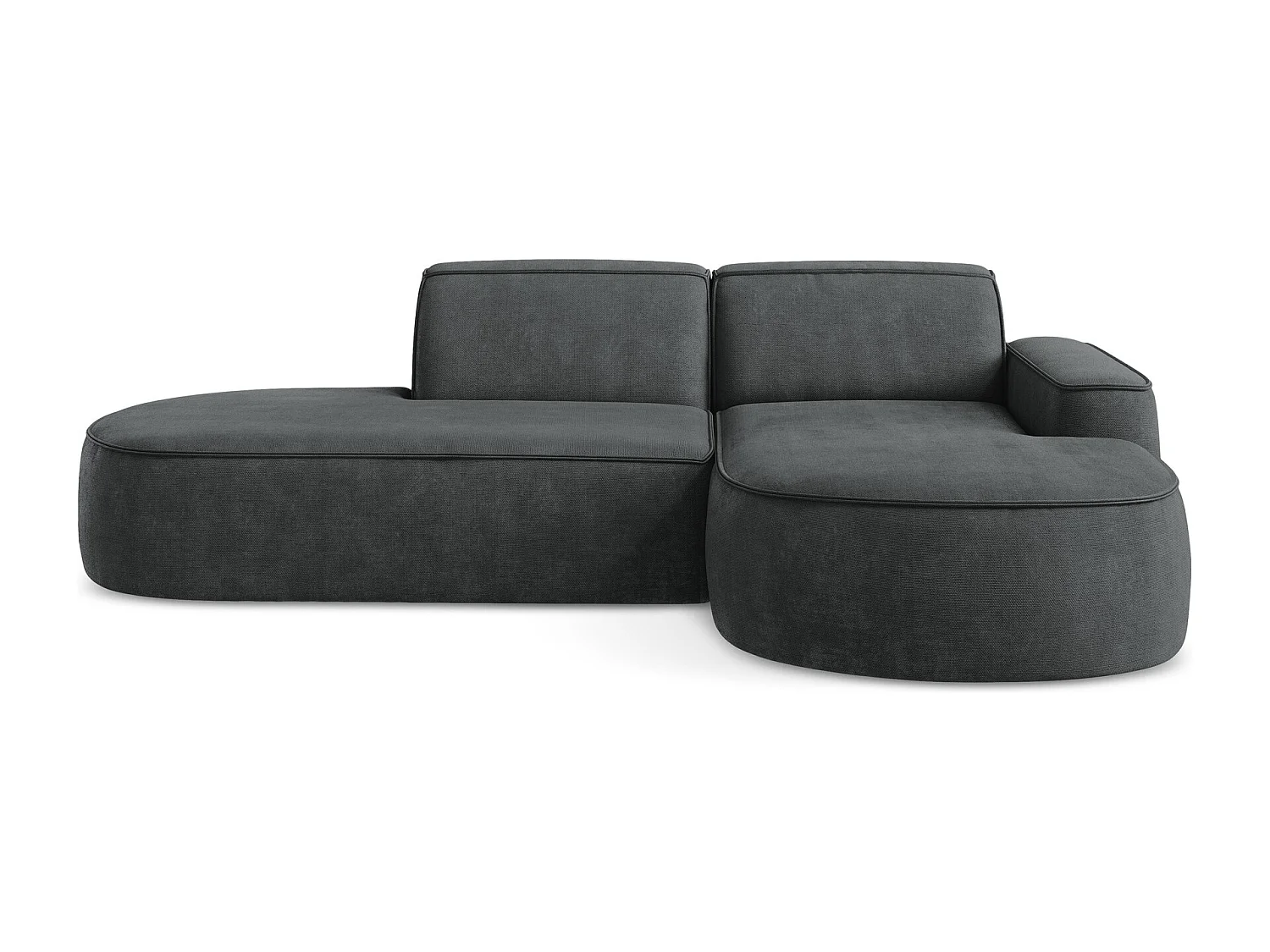 Canapé d'angle 3 places modulaire droit en tissu chenille - gris foncé - OMAO