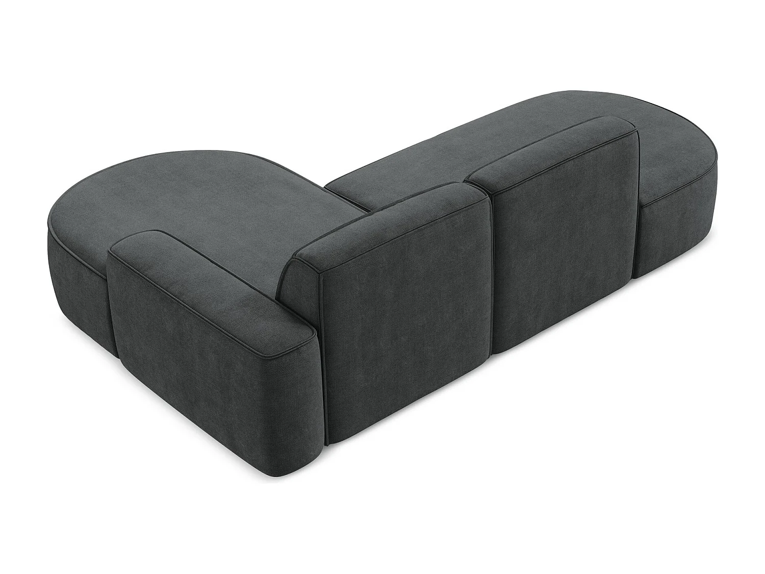 Canapé d'angle 3 places modulaire droit en tissu chenille - gris foncé - OMAO