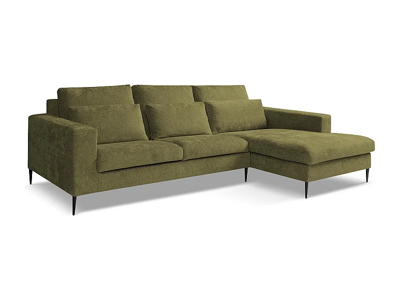 Ecksofa - Ecke Rechts - Chenille - Olive - AKALA