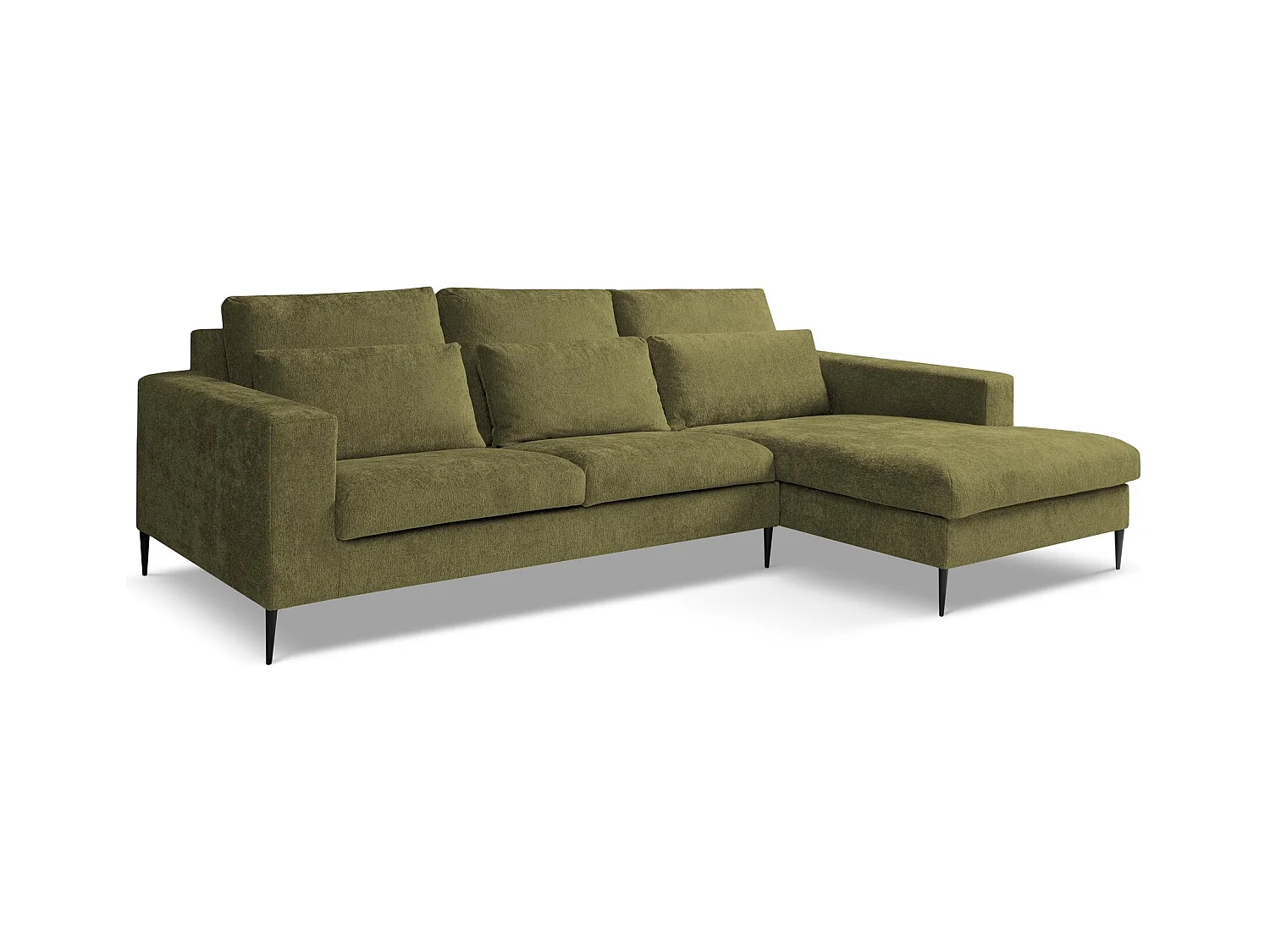 Ecksofa - Ecke Rechts - Chenille - Olive - AKALA