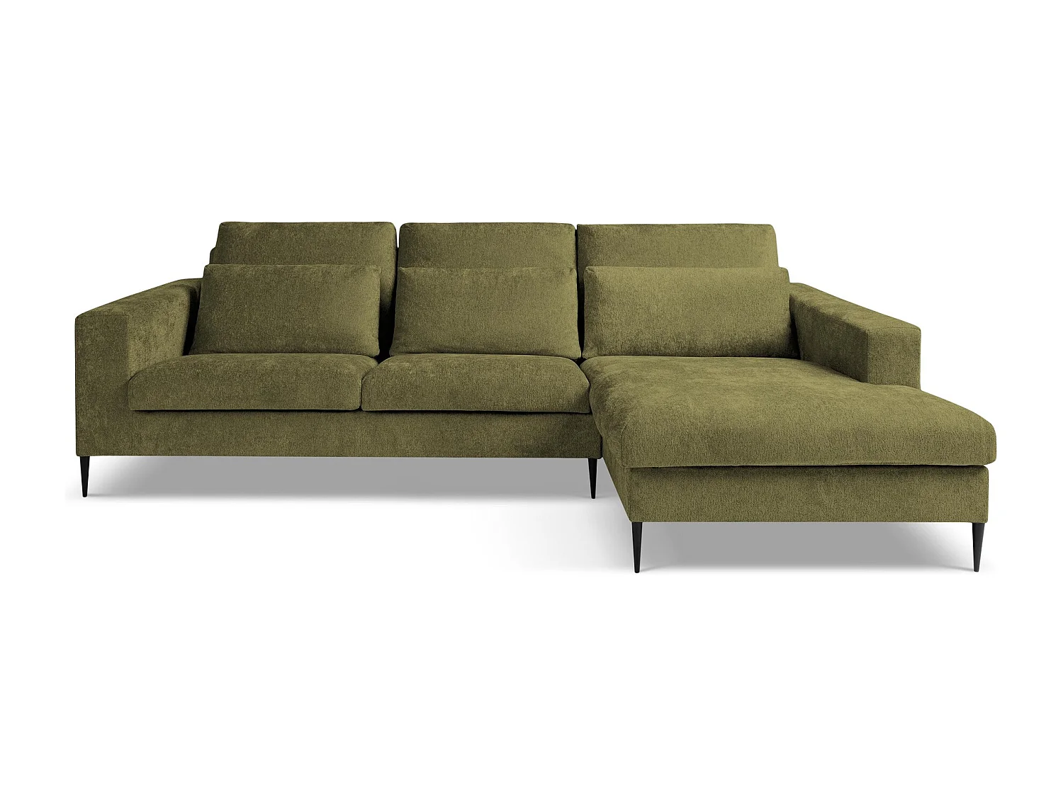 Canapé d’angle 3 places droit en tissu chenille - olive - AKALA