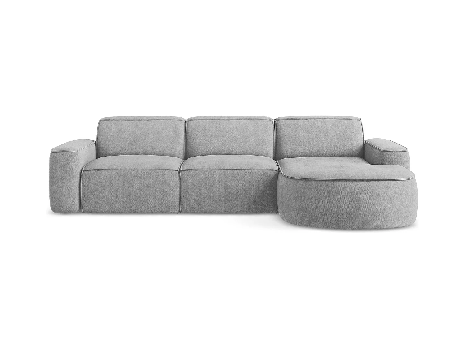 Canapé d'angle 3 places modulaire droit en tissu chenille - gris clair - OMAO