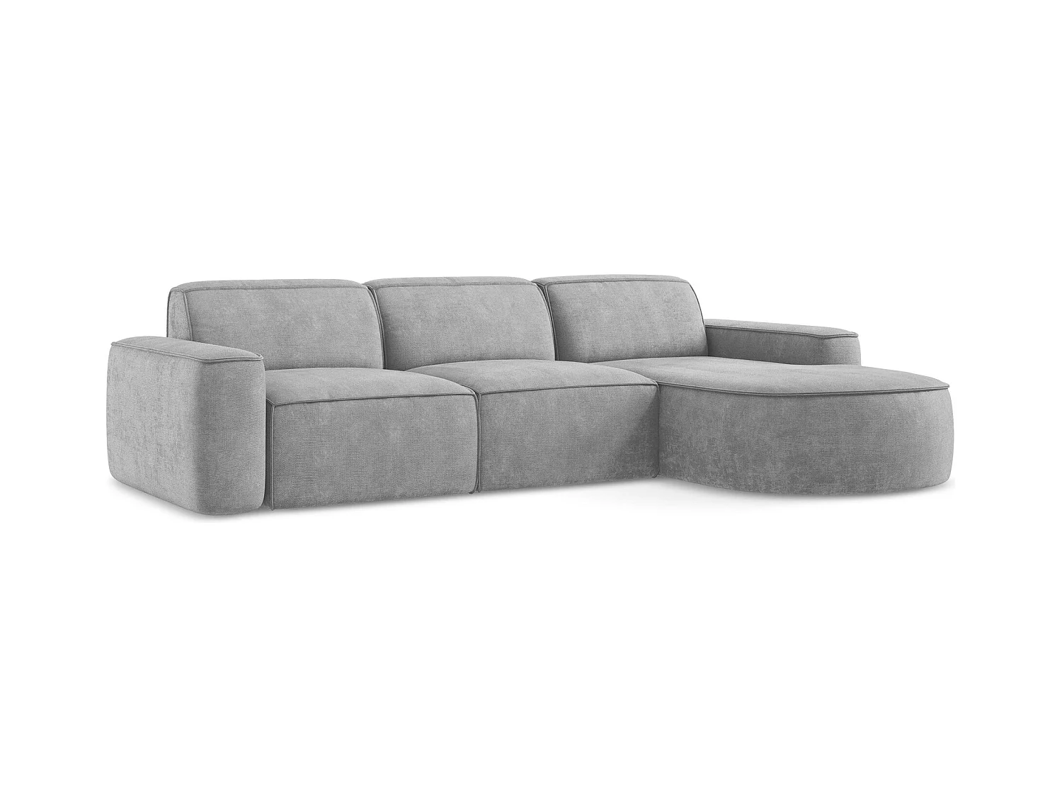 3-Sitzer Modulares Ecksofa - Ecke Rechts - Chenille - Hellgrau - OMAO