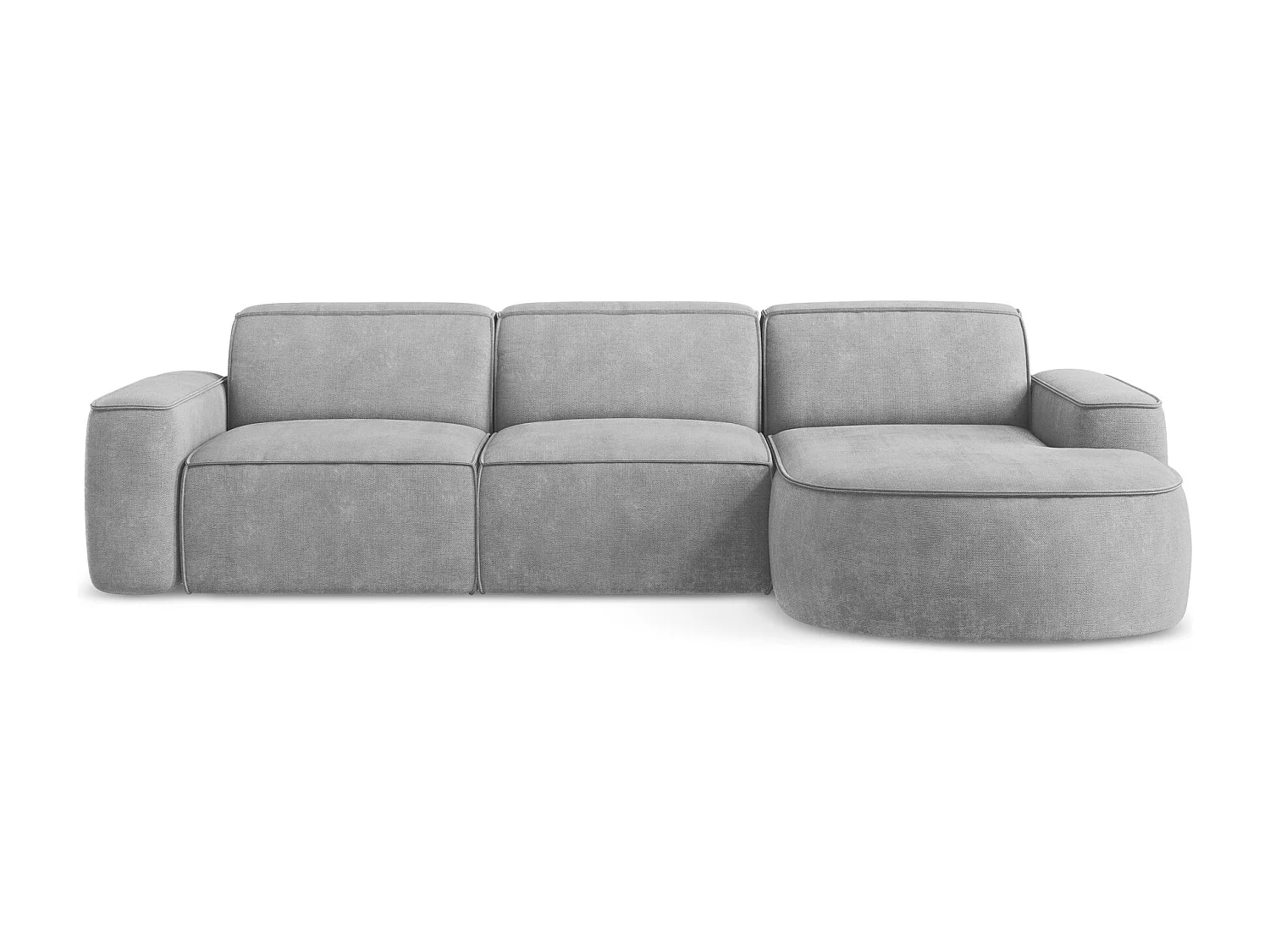 Modulaire hoekbank rechts van lichtgrijs chenille stof - OMAO